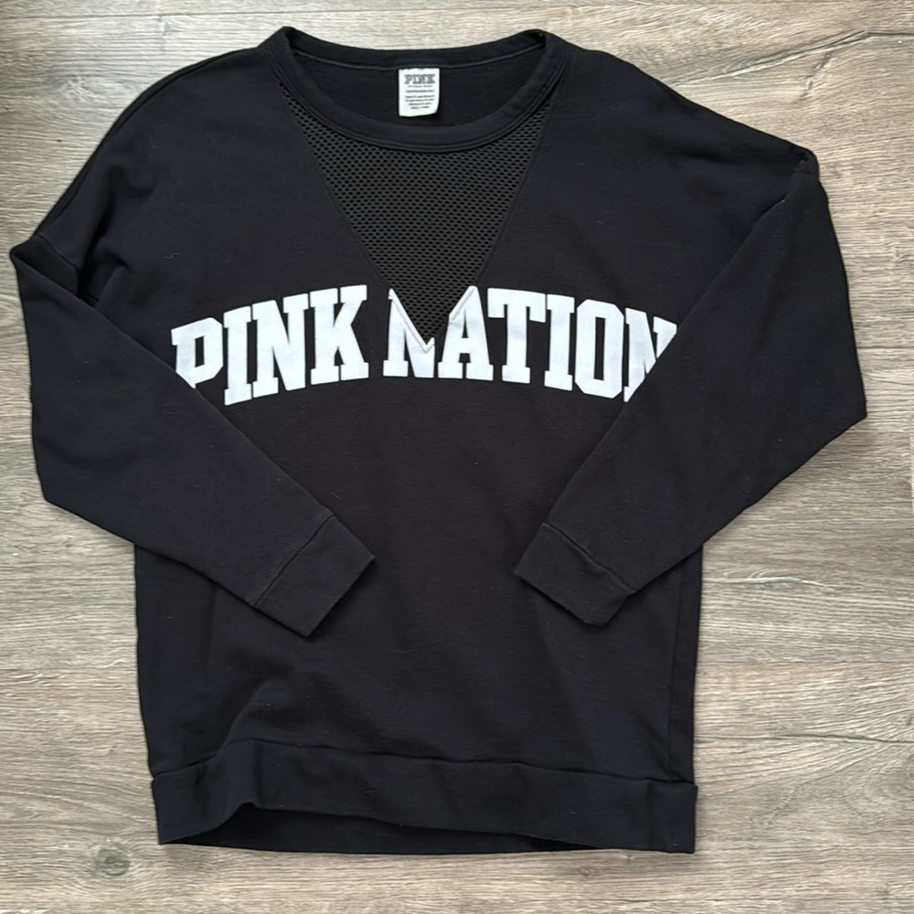 PINK Victoria’s Secret black crew neck sweatshirt size XS